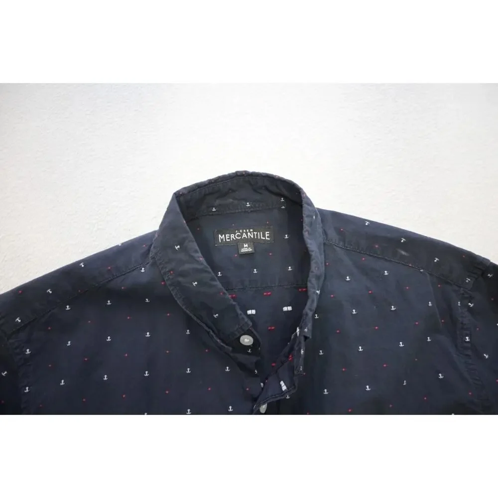 J Crew Mercantile Casual Dress‎ Shirt Anchors Button Up Mens Size Medium